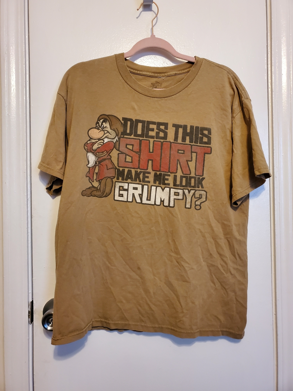 Disney Grumpy Snow White Tan Short Sleeve Tee with Grumpy Graphic